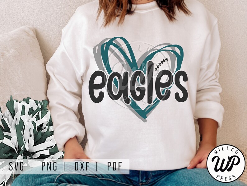 Eagles svg, Football svg, png, dxf, svg files for cricut, vinyl cut file, iron on,  mascot clipart, shirt svgs, sublimination, cheer shirts, outfit ideas, silouhette, heat transfer