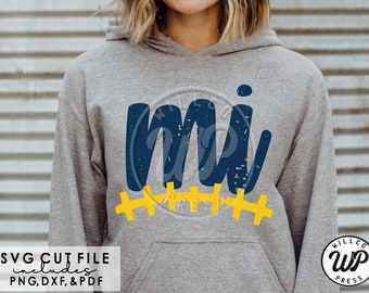 Michigan football svg, Grunge, Distressed, State Abbreviation, png, dxf, svg files for cricut, shirt, sublimination, clipart, iron on