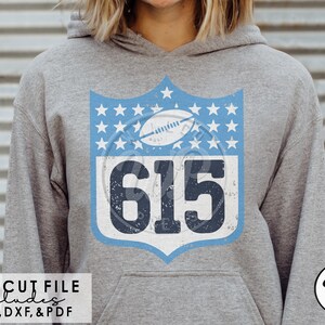 615 voetbal png, Nashville netnummer, Tennessee gesneden bestand, svg-bestanden voor cricut, 300 dpi, dtf-afbeelding, grunge noodlijdende, sublimatie