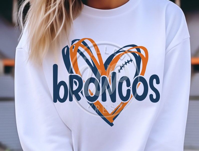 Broncos svg, Football svg, png, dxf, svg files for cricut, vinyl cut file, iron on, mascot clipart, shirt svgs, sublimination, cheer shirts, outfit ideas, silouhette, heat transfer