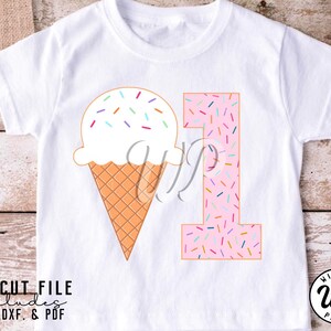 1 Ice Cream svg, First birthday svg, 1st Birthday, png, dxf, svg files for cricut, clipart, iron on