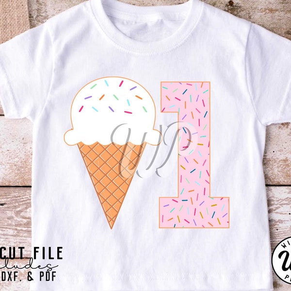 1 Ice Cream svg, First birthday svg, 1st Birthday, png, dxf, svg files for cricut, clipart, iron on