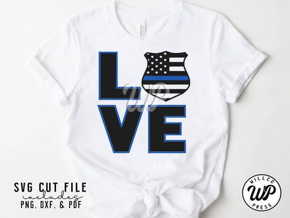 Love Police Svg, Thin Blue Line Svg, Police Svg, Dxf, Png, Cricut