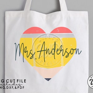 Teacher svg, Pencil heart svg, Teacher monogram svg, png, dxf, cricut cut file, instant download, clipart