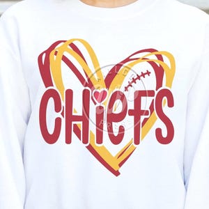 Chiefs Hearts svg, Football svg, png, dxf, svg files for cricut, vinyl cut file, iron on,  mascot clip art, , sublimation