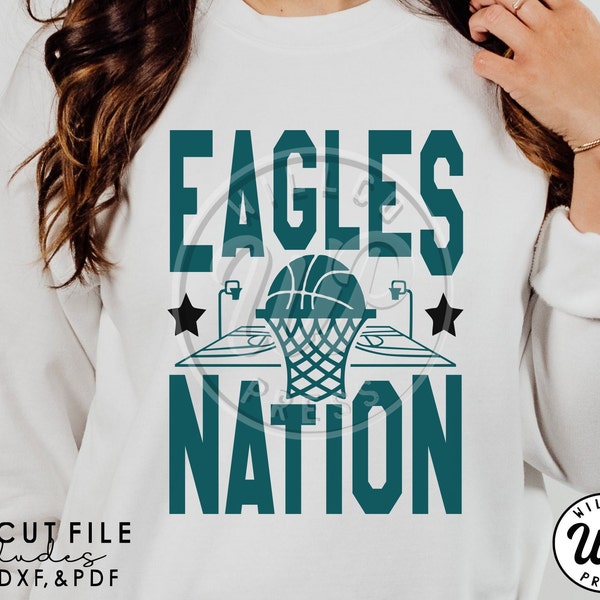 Eagles Nation svg, Eagles Basketball, retro design, png, dxf, svg files for cricut, , vinyl cut file, sublimination