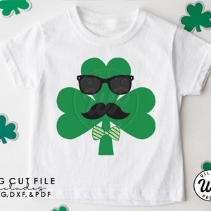 Shamrock svg, Shamrock shirt, St Patricks Day, Mustache svg, Shirt, iron on, printable, cut file, dxf, cricut, digita, instant download, kid