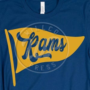 Rams Pennant svg, Team Flag svg, vintage football svg, digital download, png clipart, dxf for silouhette, svg files for cricut, cute mascot svg, sublimination, vinyl cut file, iron on shirts, willco press designs, cheer outfit ideas