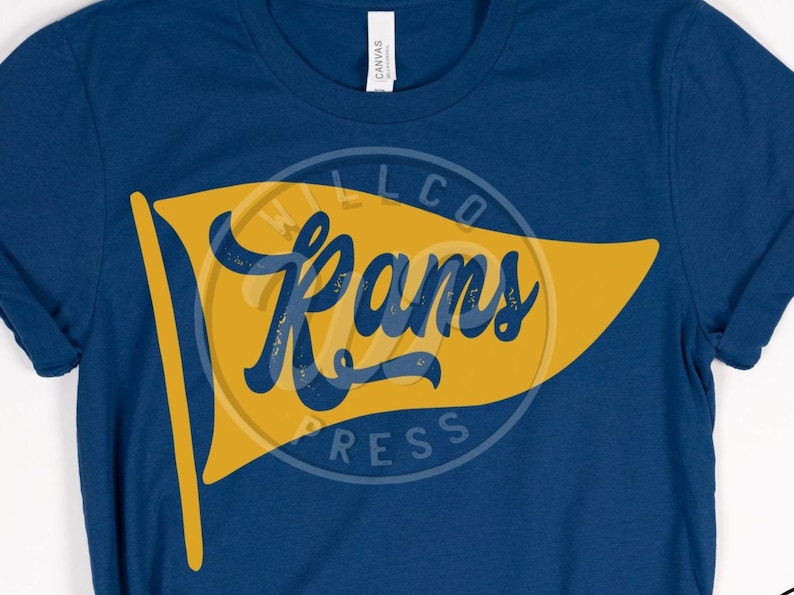 Rams Pennant svg, Team Flag svg, vintage football svg, digital download, png clipart, dxf for silouhette, svg files for cricut, cute mascot svg, sublimination, vinyl cut file, iron on shirts, willco press designs, cheer outfit ideas