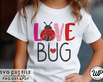 Love Bug svg, Valentines Day svg, Ladybug sublimation, svg for cricut, dxf for silhouette, cutting file