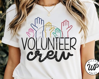 Volunteer Crew svg, Helping Hands, School Volunteers, png, dxf, svg files for cricut, , shirts, clip art, sublimation, vinyl cut