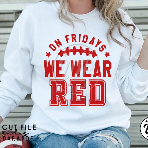 On Fridays We Wear Red, Football svg, png, dxf, svg files for cricut, vinyl cut file, iron on,  mascot clipart, team