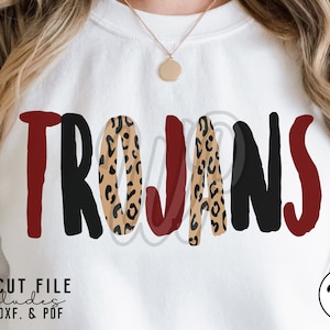 Trojans svg, cheetah print vowels, svg files for cricut, dxf, png, sublimination, vinyl cut file, , team shirts