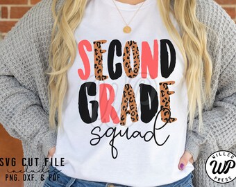 Second Grade svg, 2nd Grade Teacher, cheetah print, svg, png, dxf, svg files for cricut, , sublimination, vinyl cut file