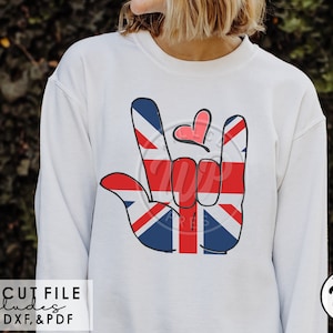 British Flag svg, Union Jack svg, Love sign language, svg, png clipart, dxf, svg files for cricut, vinyl cut file