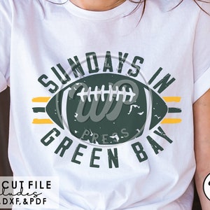 Domingos em Green Bay, Futebol svg, grunge angustiado, arquivo digital, arquivos svg para cricut, sublimação, png clipart, ferro em