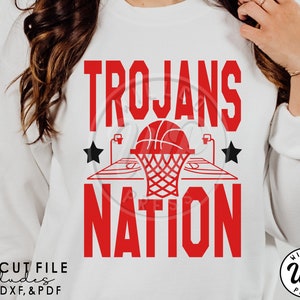 Trojans Nation svg, Trojan Basketball, retro design, png, dxf, svg files for cricut, , vinyl cut file, sublimination