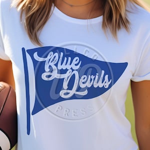 Blue Devils Pennant svg, Team Flag svg, vintage football svg, descarga digital, png clipart, dxf para silouhette, archivos svg para cricut