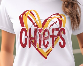 Chiefs png, sublimination, football svg, digital download, chiefs clipart, cute hearts, svg files for cricut, dxf for silouhette