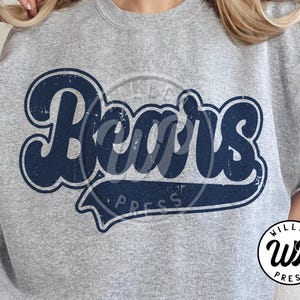 Vintage Bears Script SVG PNG | Bears Mascot SVG | Retro School Sports Design | Digital Download