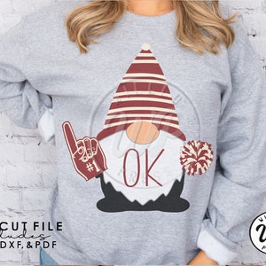OK Gnome svg, Oklahoma svg, Christmas Santa, png, dxf, svg files for cricut, , vinyl cut file, sublimination