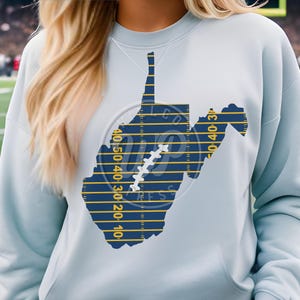 Wirginia Zachodnia SVG, Piłka nożna, zarys stanu, png, dxf, pliki SVG dla Cricut, sublimacja, plik do cięcia winylowego, prasowanie