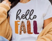 Hello Fall svg, Cheetah Print svg, Fall printable, digital download, transparent png, dxf for silouhette, pdf, wall art print, Thanksgiving