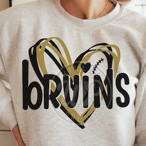 Bruins Hearts svg, Football svg, png, dxf, svg files for cricut, vinyl cut file, iron on,  mascot clipart, shirt svgs, sublimination, jags cheer shirts, outfit ideas, silouhette, heat transfer