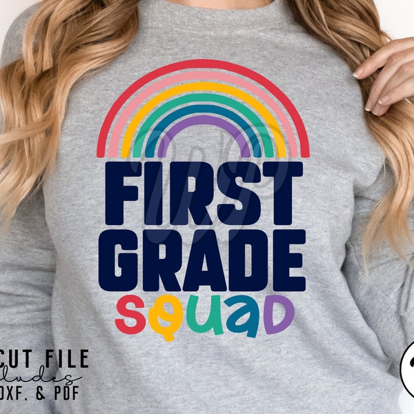 First Grade Squad svg, First Grade Teacher, Teacher Teams, png, dxf, svg files for cricut, clipart, iron on