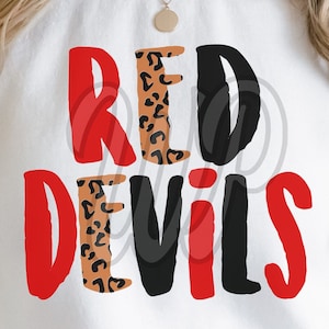 Red Devils svg, Cheetah print, dxf, png, Descarga instantánea, archivo de corte digital, sublimación