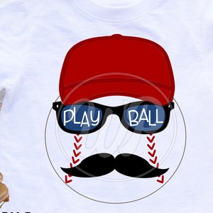 Play Ball svg, Baseball svg, Mustache Sunglasses, png, dxf, svg files for cricut, , kids shirts, vinyl cut file, sublimination