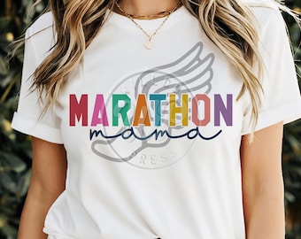 Marathon Mama SVG | Running svg, 5K shirt design, 300 dpi PNG, dxf Files for Cricut & Silhouette | Iron-On, Vinyl, Clipart, DIY Fitness