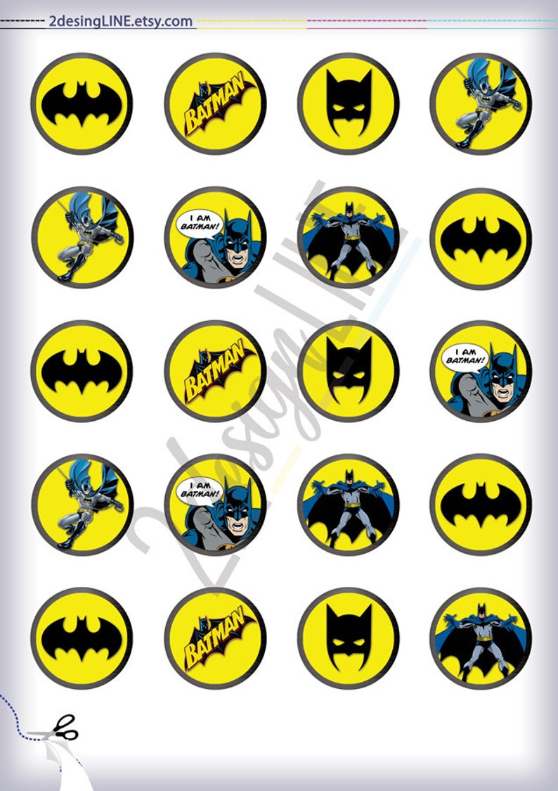 Batman Cupcake Toppers Batman Birthday Decor Printable | Etsy