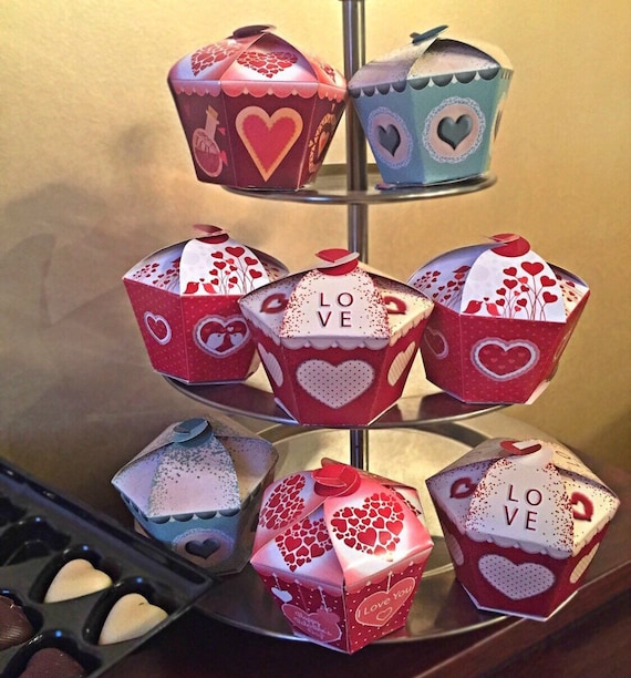 Valentines Day Cupcakes Gift Boxes Set Valentines Gift Love Etsy