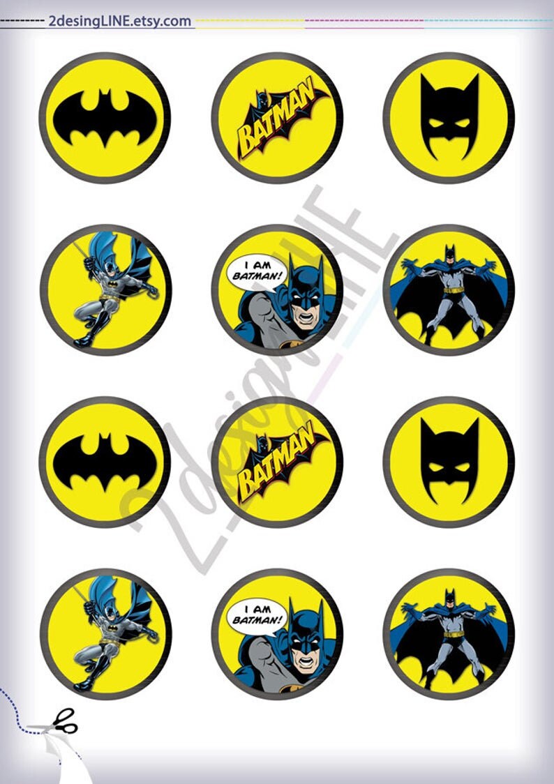 Batman Cupcake Toppers Batman Birthday Decor Printable | Etsy