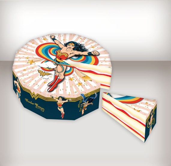 Wonderwoman Birthday Cake Boxes Wonder Woman Party Etsy
