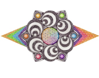Hypnotiserende regenboog - Flower of Life - print