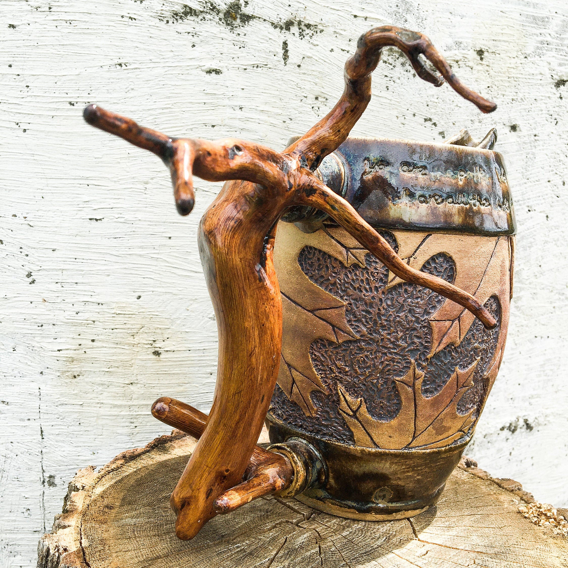 Ceramic Pitcher Wood Handle Pitcher Stoneware Pitcher Etsy Ireland