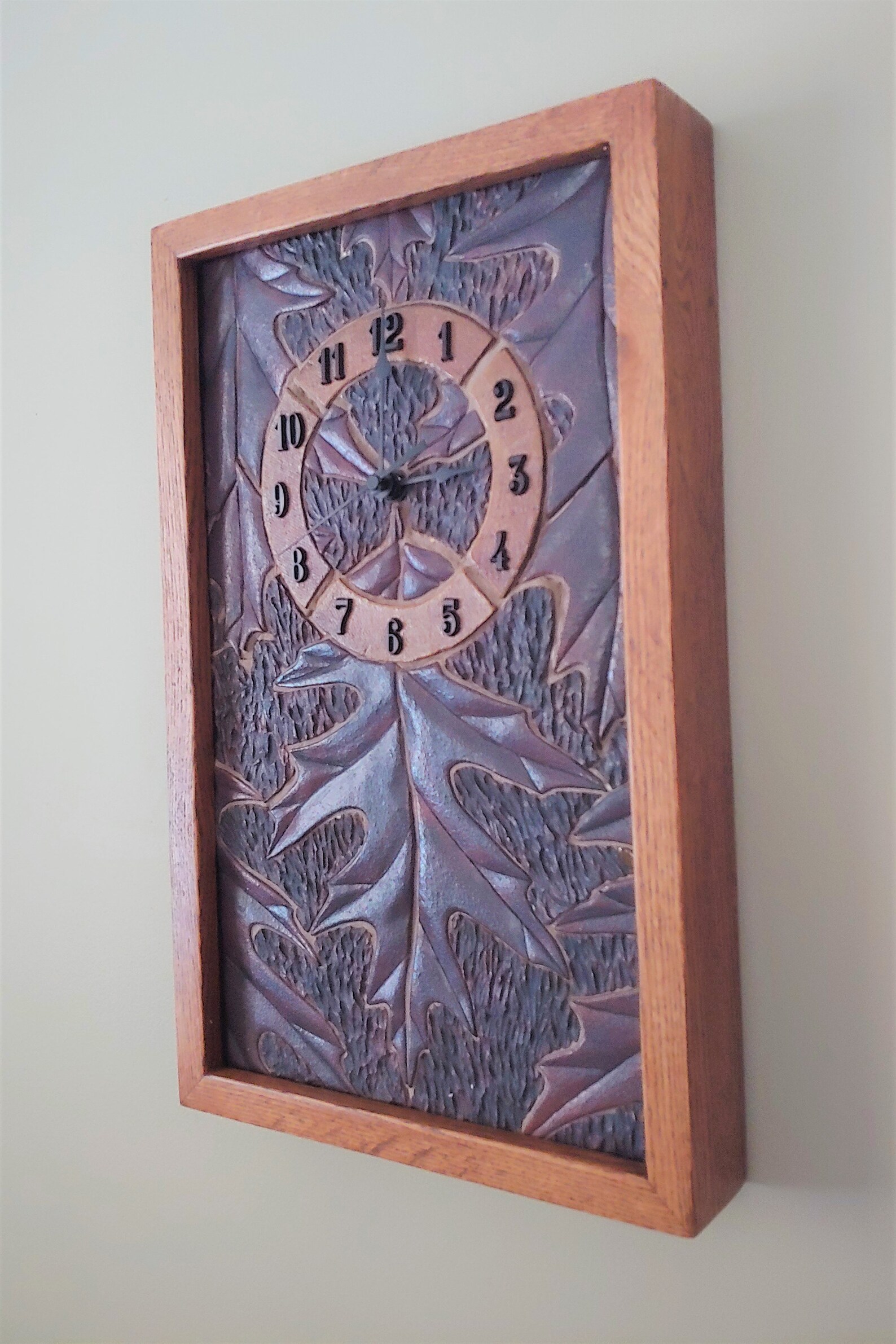 Mosaic Tile Clock Rustic Ceramic Clock Carved Tile Clock Etsy