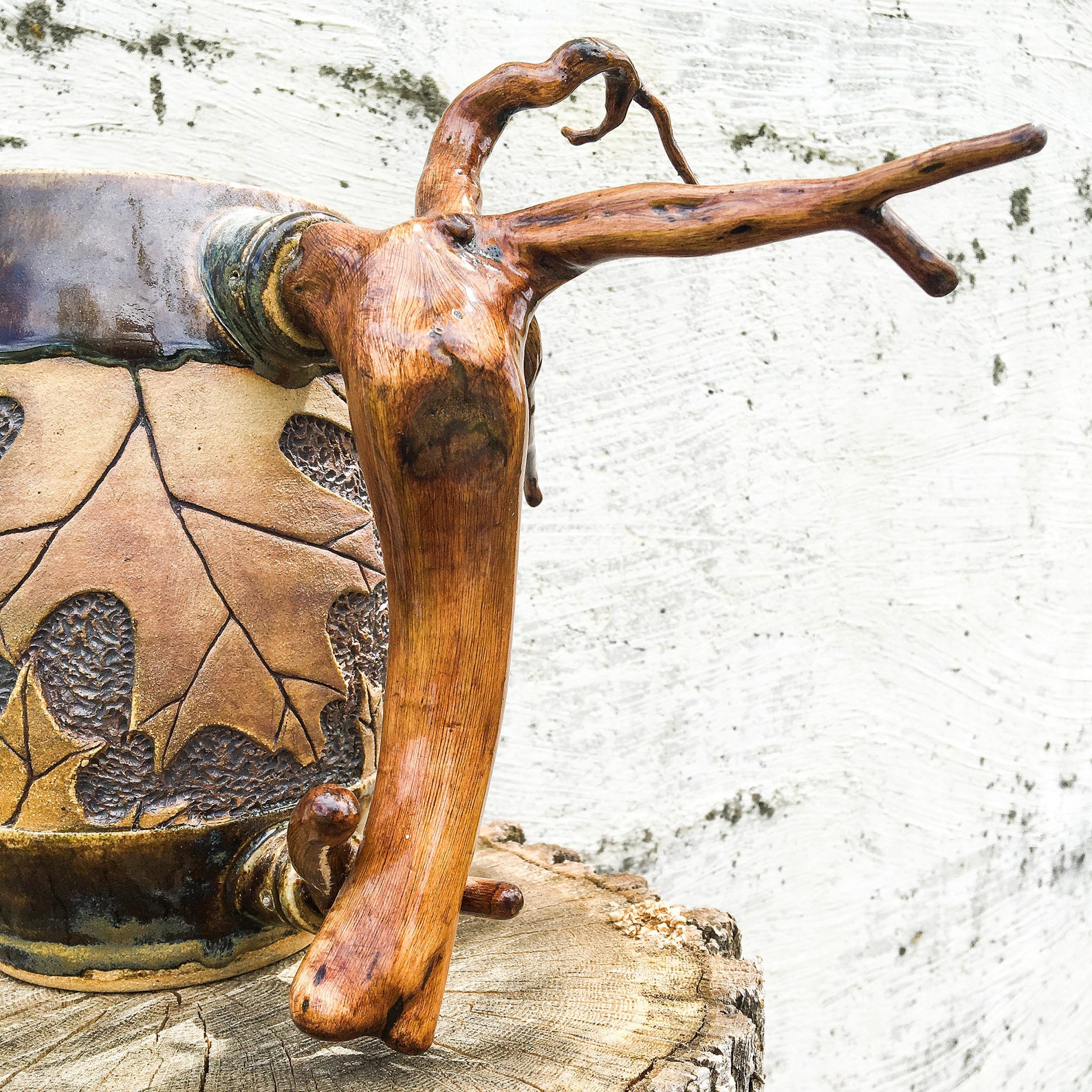 Ceramic Pitcher Wood Handle Pitcher Stoneware Pitcher Etsy Ireland