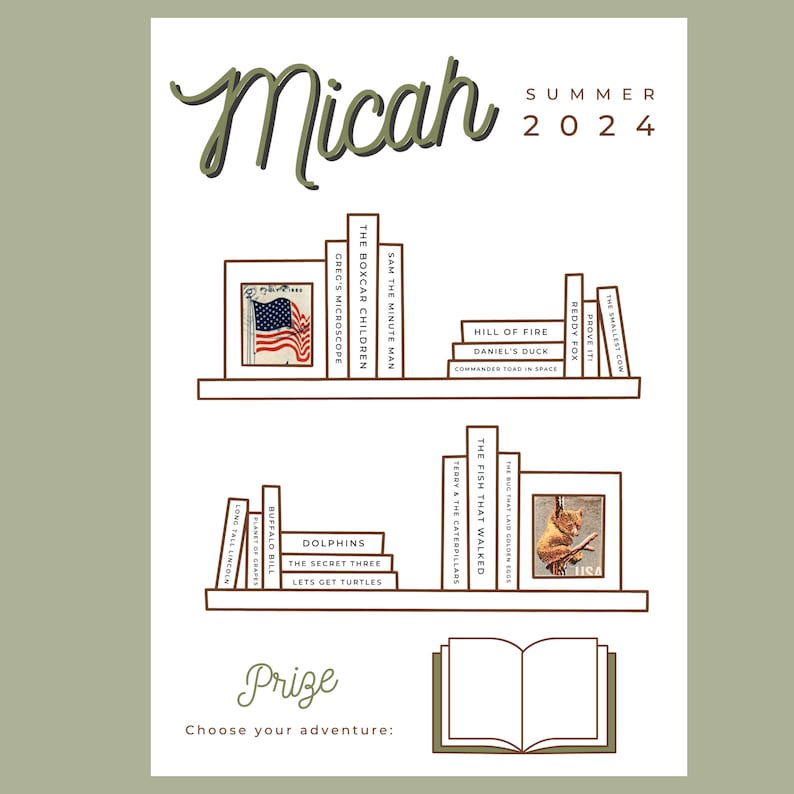 Summer Reading Chart custom, Printable Etsy