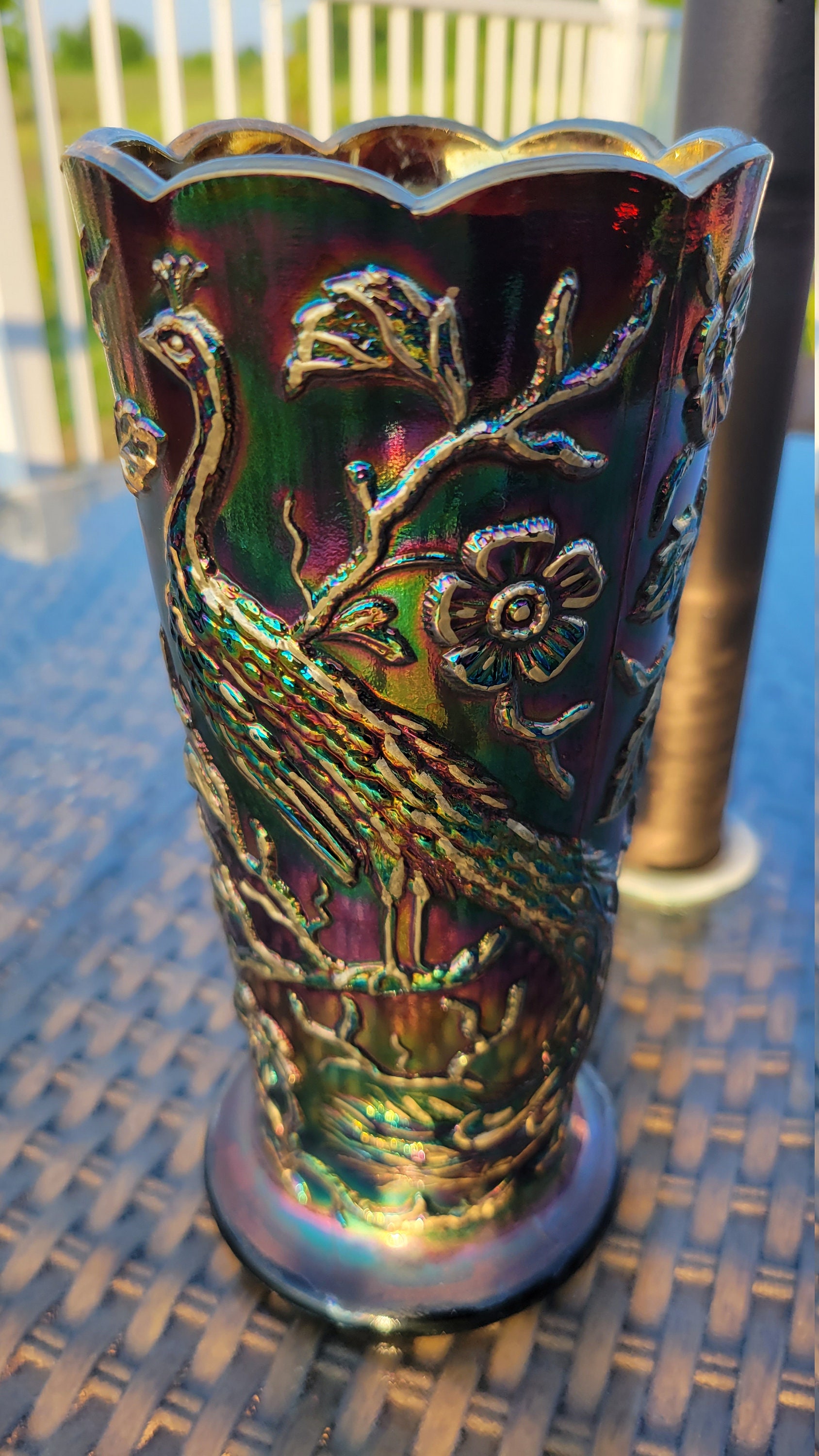 Wow Fenton's 'Peacock Garden' Vase in Etsy