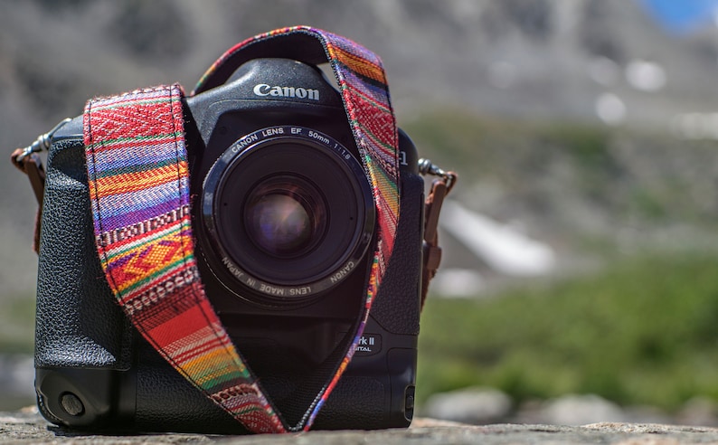 Brand New Red, Blue, and Yellow Patterned Camera Strap for DSLR, Mirrorless, or Film Cameras, 1.5-inches Wide by 50 Inches Long N1 image 7