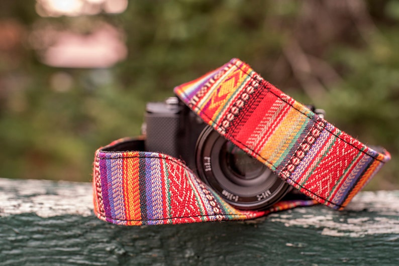 Brand New Red, Blue, and Yellow Patterned Camera Strap for DSLR, Mirrorless, or Film Cameras, 1.5-inches Wide by 50 Inches Long N1 image 9