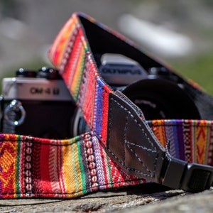 Brand New Red, Blue, and Yellow Patterned Camera Strap for DSLR, Mirrorless, or Film Cameras, 1.5-inches Wide by 50 Inches Long N1 image 5