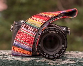 Brand New Red, Blue, and Yellow Patterned Camera Strap for DSLR, Mirrorless, or Film Cameras, 1.5-inches Wide by 50 Inches Long (N1)