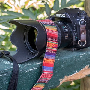 Brand New Red, Blue, and Yellow Patterned Camera Strap for DSLR, Mirrorless, or Film Cameras, 1.5-inches Wide by 50 Inches Long N1 image 2