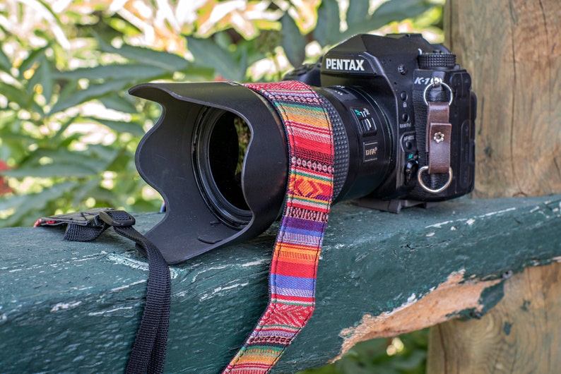 Brand New Red, Blue, and Yellow Patterned Camera Strap for DSLR, Mirrorless, or Film Cameras, 1.5-inches Wide by 50 Inches Long N1 image 2