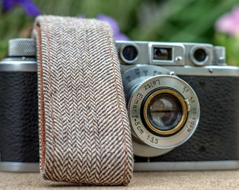 Brand New Khaki Tan Herringbone Pattern Camera Strap for DSLR, Mirrorless, or Film Cameras, 1.5-inches Wide by 44 Inches Long (N4)