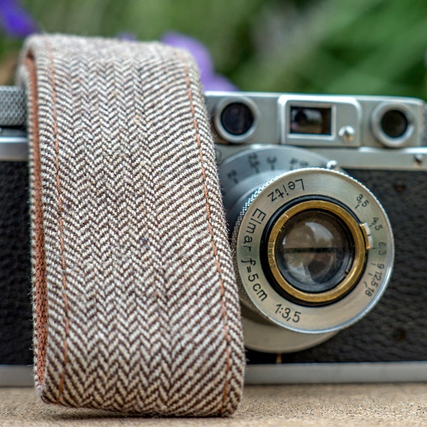 Brand New Khaki Tan Herringbone Pattern Camera Strap for DSLR, Mirrorless, or Film Cameras, 1.5-inches Wide by 44 Inches Long (N4)